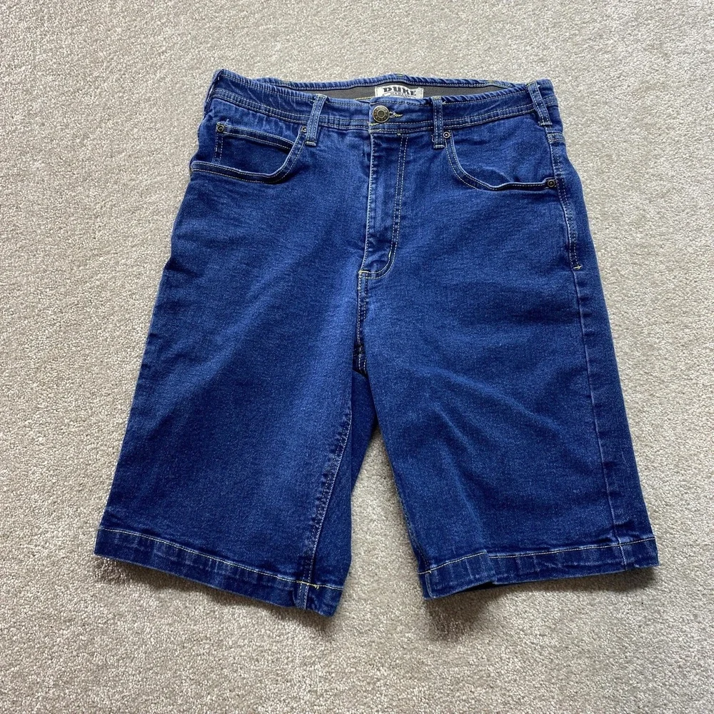 Duke Haband Shorts Mens 32 Denim Stretch Jean‎ Casual Relaxed Fit Knee Length